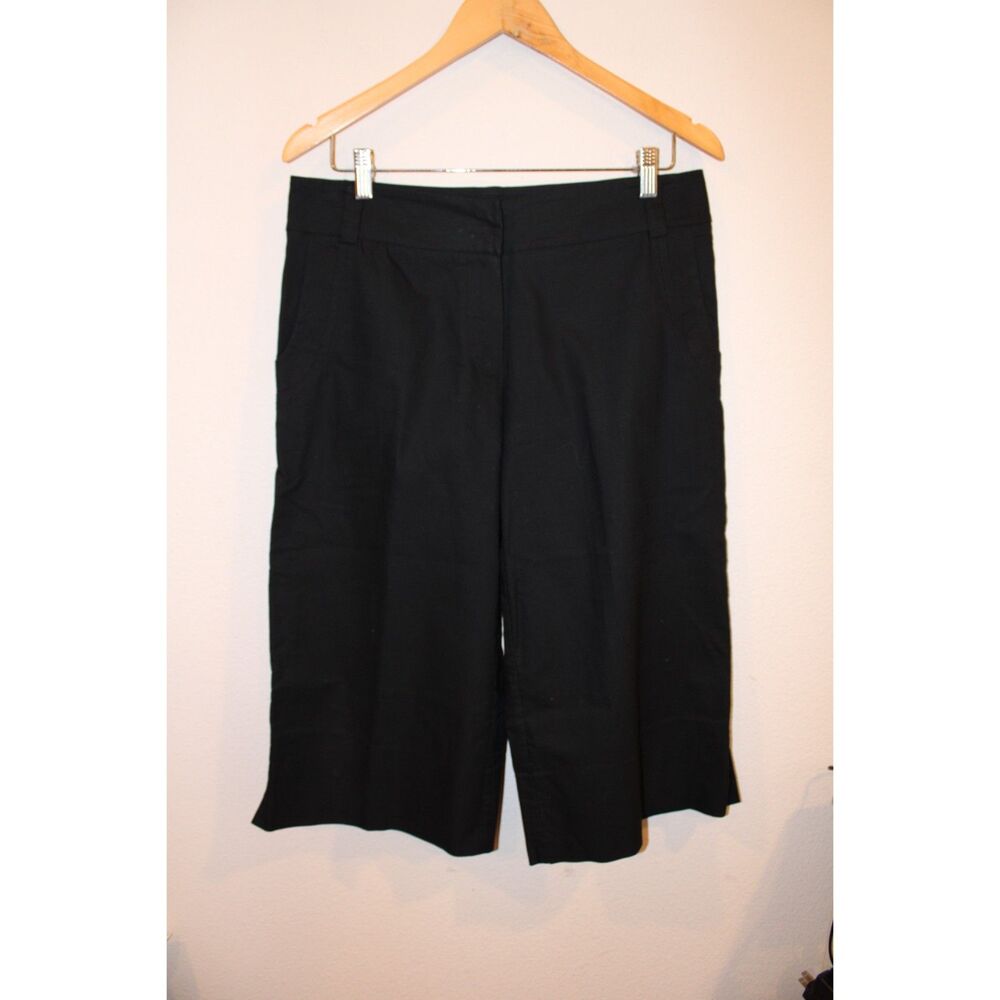 Trina Turk black cotton blend capri palazzo pants size 8